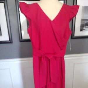 NWT Hot Pink Wide Legged Antonio Melani  Jumpsuit Size 12 Flutter Sleeved
